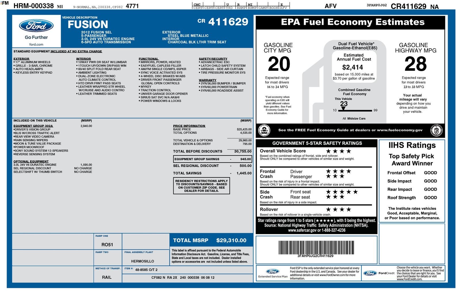 2012 Ford Fusion SEL